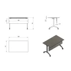 UNIQUE YUMI S görgős íróasztal, fehér váz, takaró panellel