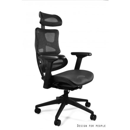 UNIQUE ERGOTECH ergonomikus irodai szék, Fekete vázas