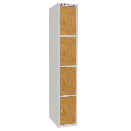 MSUS 314 fém szekrény, kisrekeszes, fa rövidajtós, 4 ajtós