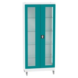 SML 105 üvegajtós szekrény, görgős