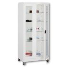 SML 113 üvegajtós szekrény, görgős