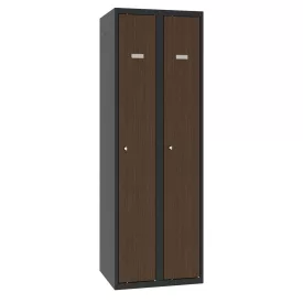   SUM 320 W fém öltözőszekrény, fa dekoros ajtóval, teak, 180x60x50 cm