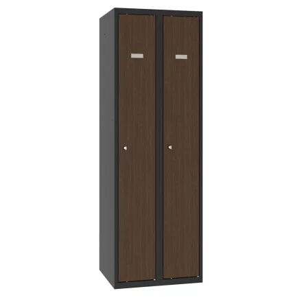 SUM 320 W fém öltözőszekrény, fa dekoros ajtóval, teak, 180x60x50 cm