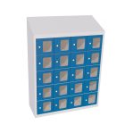 SUS 245 Wp kisrekeszes értékmegőrző szekrény, plexiajtókkal 20 rekesz