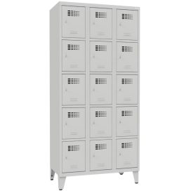   SUS 335 Wn fém szekrény, kisrekeszes, 15 ajtós, lábazattal