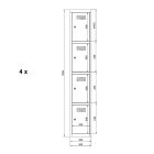 SUS 344 w fém szekrény, kisrekeszes, rövidajtós