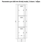 SUS 423 W fém öltözőszekrény, 6 ajtós