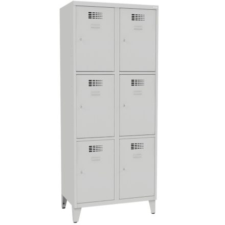 SUS 423 Wn fém öltözőszekrény, 6 ajtós, lábazattal