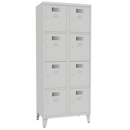 SUS 424 Wn fém öltözőszekrény, értékmegőrző, 8 ajtós, lábazattal