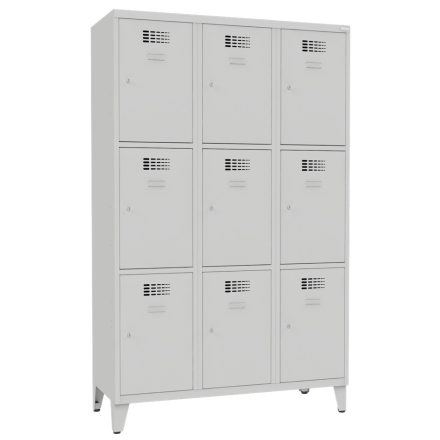 SUS 433 Wn fém öltözőszekrény, 9 ajtós, lábazattal