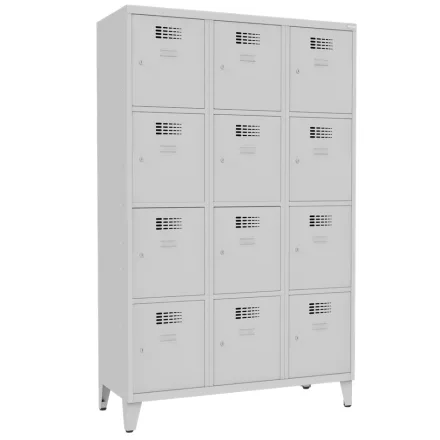 SUS 434 Wn fém öltözőszekrény, értékmegőrző, 12 ajtós, lábazattal