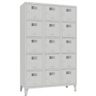 SUS 435 Wn fém öltözőszekrény, értékmegőrző, 15 ajtós, lábazattal