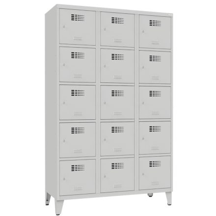 SUS 435 Wn fém öltözőszekrény, értékmegőrző, 15 ajtós, lábazattal