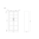 UNIQUE XD-027 vitrines fém szekrény, szürke-fehér